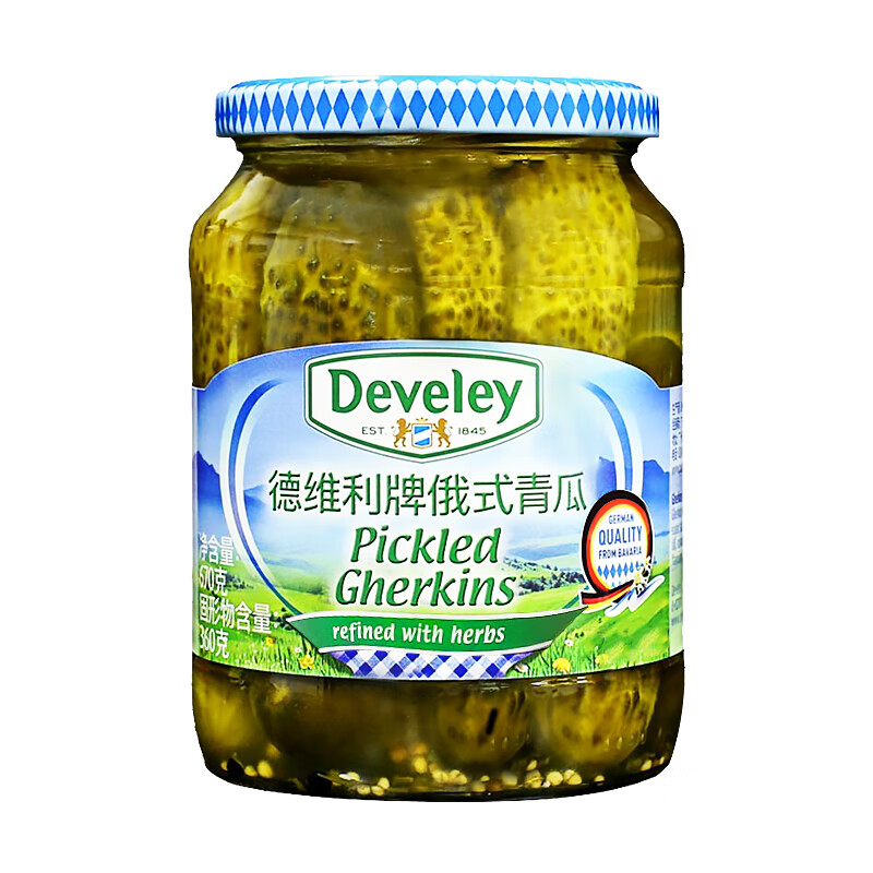 德维利德国进口 俄式酸黄瓜670g 俄罗斯风味罐头沙拉三明治汉堡配菜