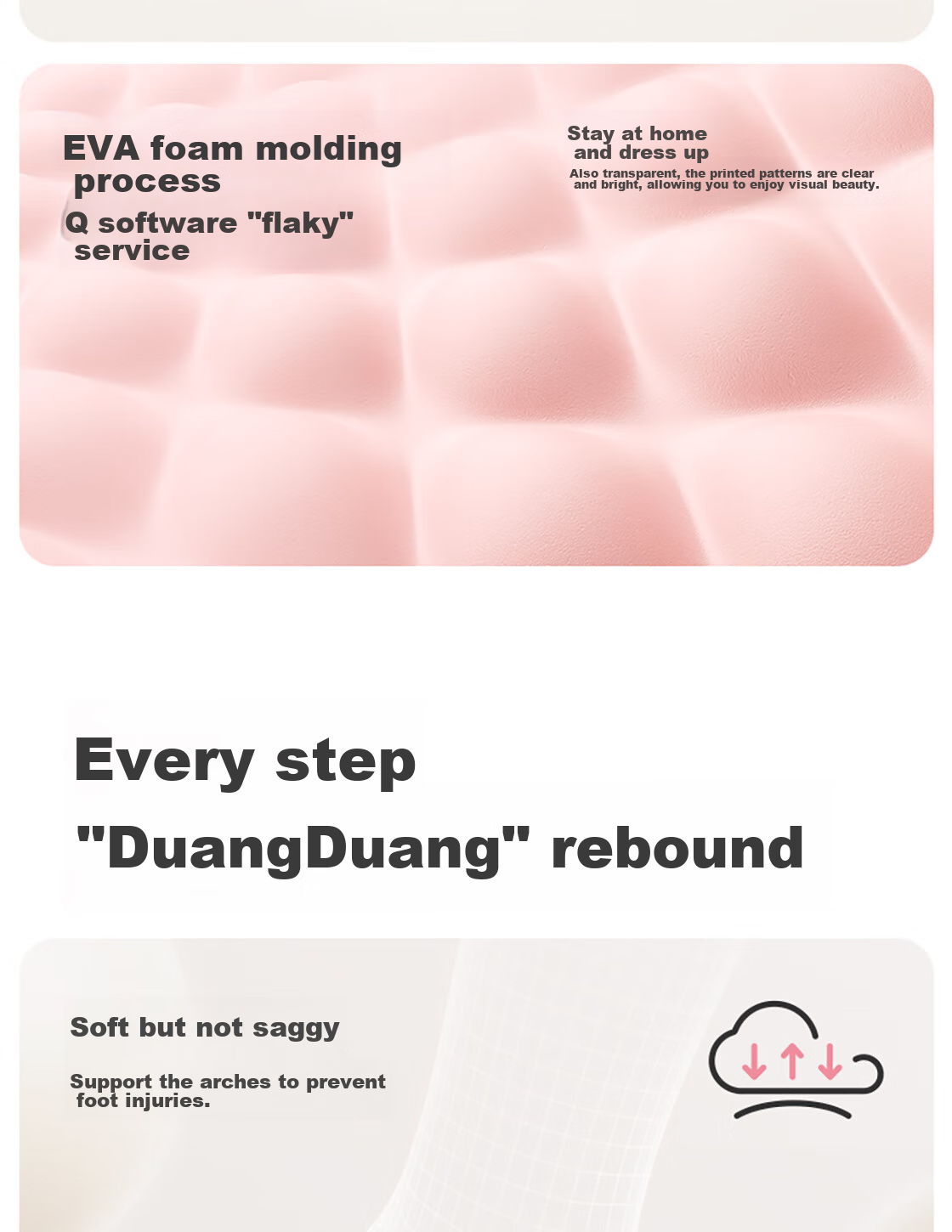 MINISO Soft Cloud Series Bathroom Slippers, Pink, Size 37-38 5