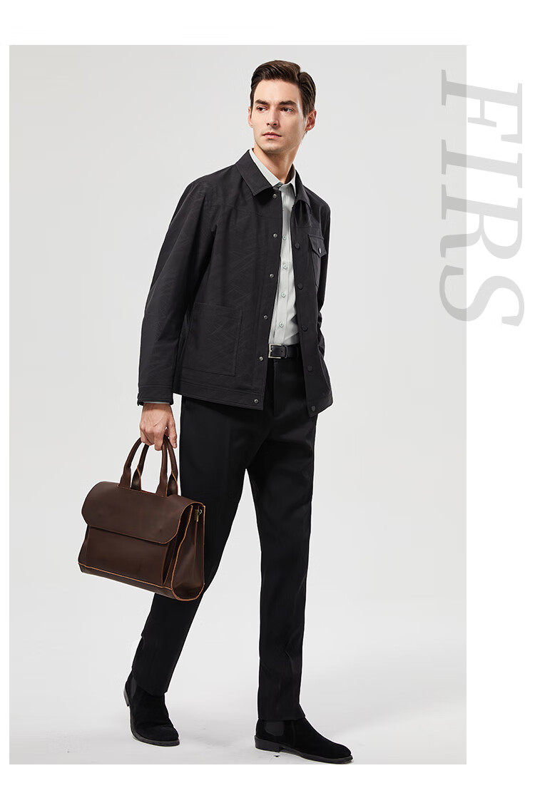 FIRS Printed Jacket for Men, Spring And Autumn Fashion Business Casual Commute Work Dark Button Cardigan Lapel Men's Short Coat 4