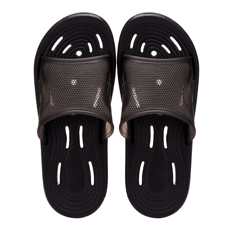 JD Original [Bathroom Slippers] Men's Soft Elastic Quick-Drying Water-Draining Slippers EVA Bathroom Sandals Glossy Black 44-45