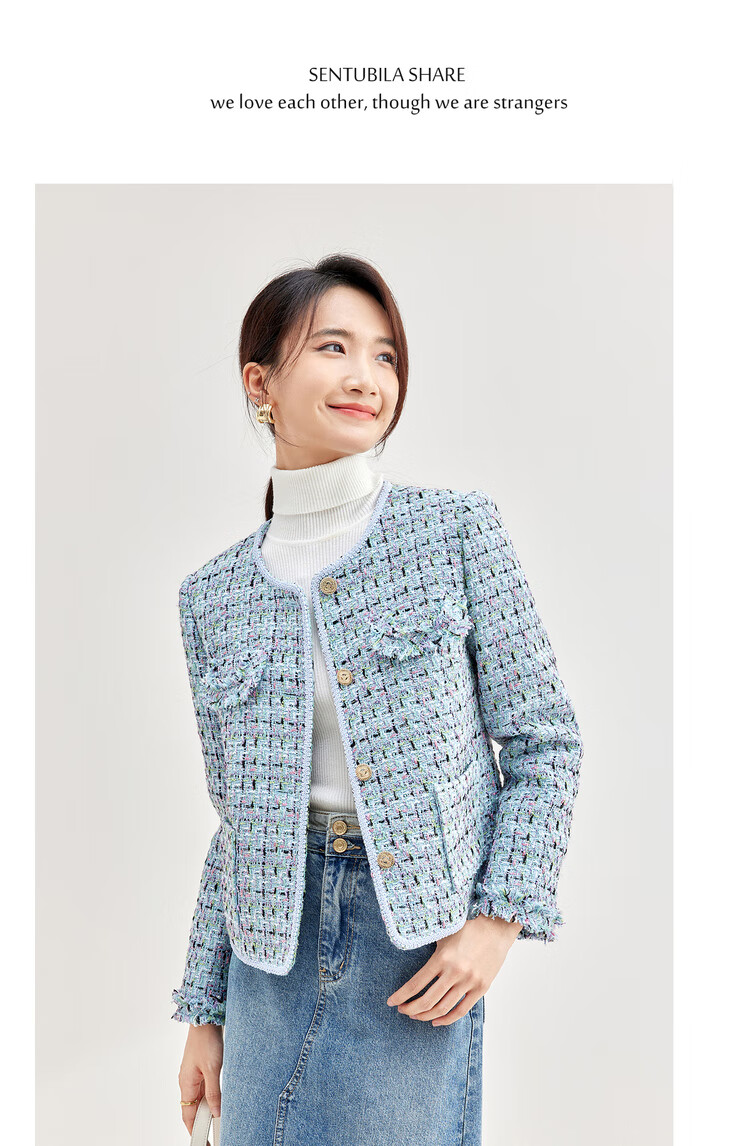 Sentubila Luxury Elegant Little Chanel Style Short Jacket for Women Spring Autumn High-end Youthful Pink Quilted L 12