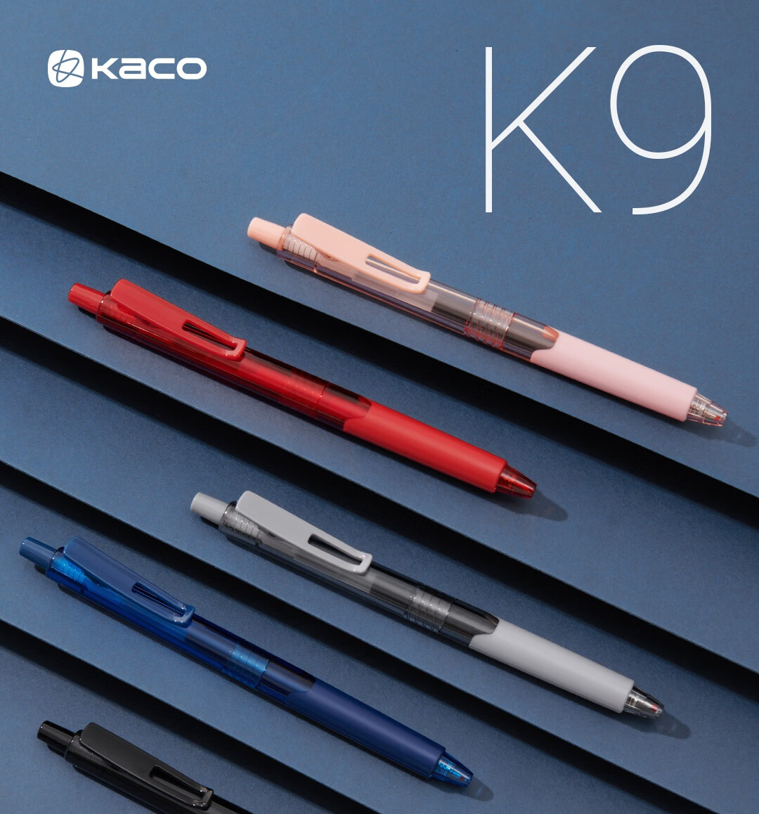 KACO Retractable Gel Pen, Signature Pen, Black, 0.5mm Bullet Tip, Gel Ink Pen, Student Exam Pen, Practice Pen, K9 Black Barrel, 5 Pcs 1