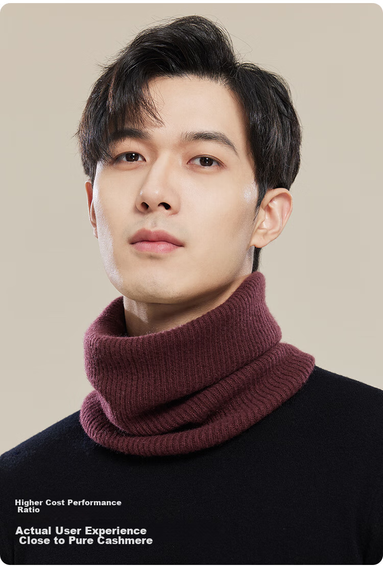 JIUMU Cashmere Warm Neck Gaiter for Men, Autumn And Winter Cold Protection Neck Warmer, Cycling Hoodie Neck Wrap, Wool Scarf for Men in Winter 5