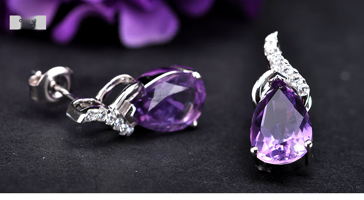JOLEE S925 Silver Stud Earrings with Amethyst And Colored Gemstones, Fashion Jewelry, Gift for Women on Holidays, One Item One Certificate 5