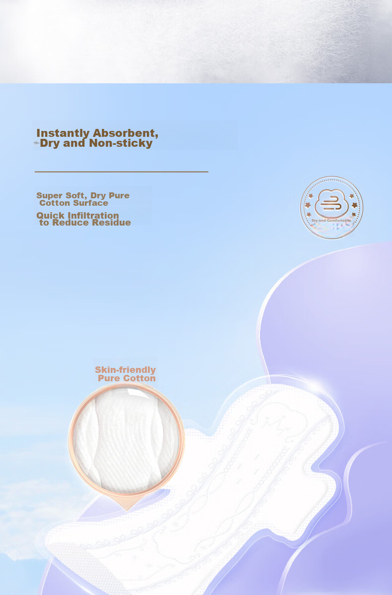 SPACE 7 Girls' Ultra-Thin Breathable Sanitary Napkins, Pure Cotton Skin-Friendly Daytime Menstrual Pads Combination, 40 Pieces [New National Standard Certified] 5