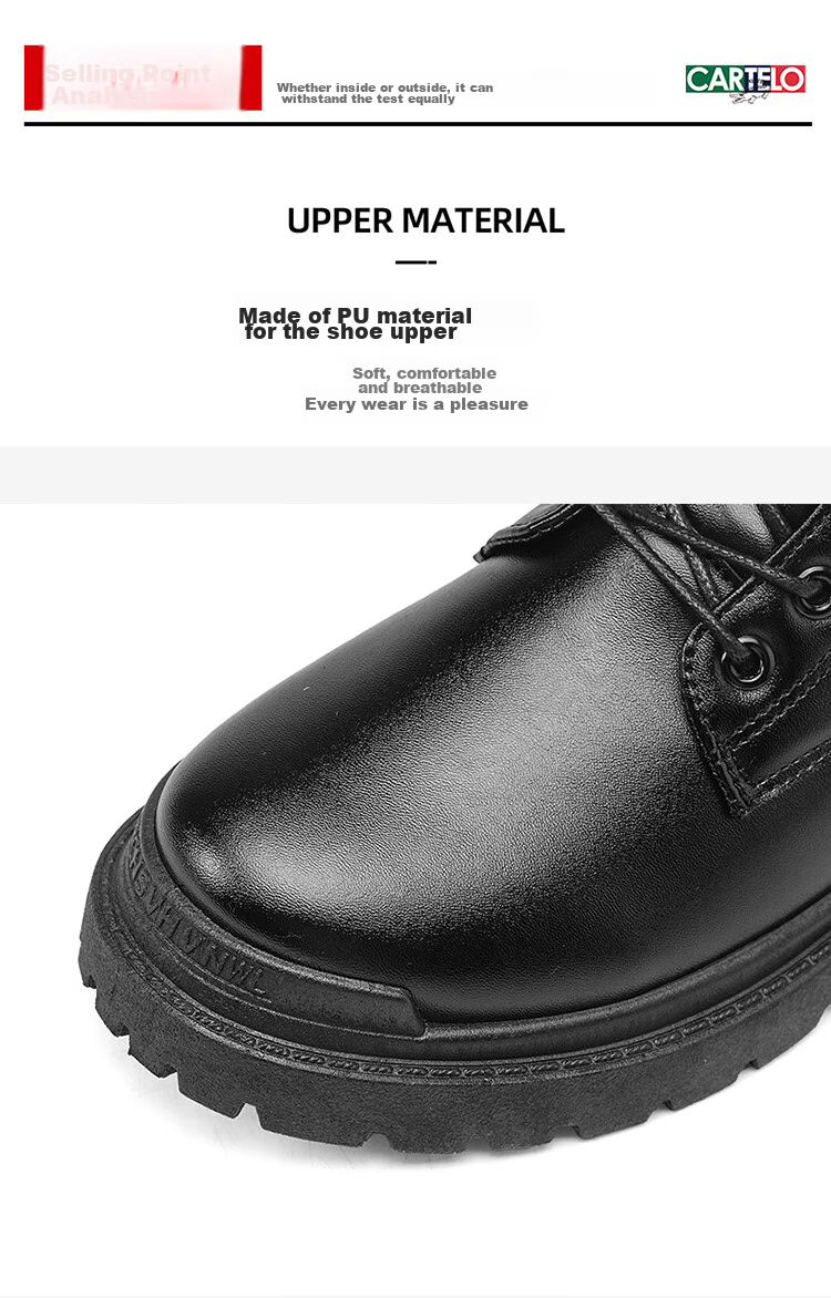 CARTELO Men's Martin Boots, Autumn And Winter 2026 Work Boots, Fashionable Versatile Thick-Soled Leather Boots, High-Top Men's Boots, Combat Boots 6