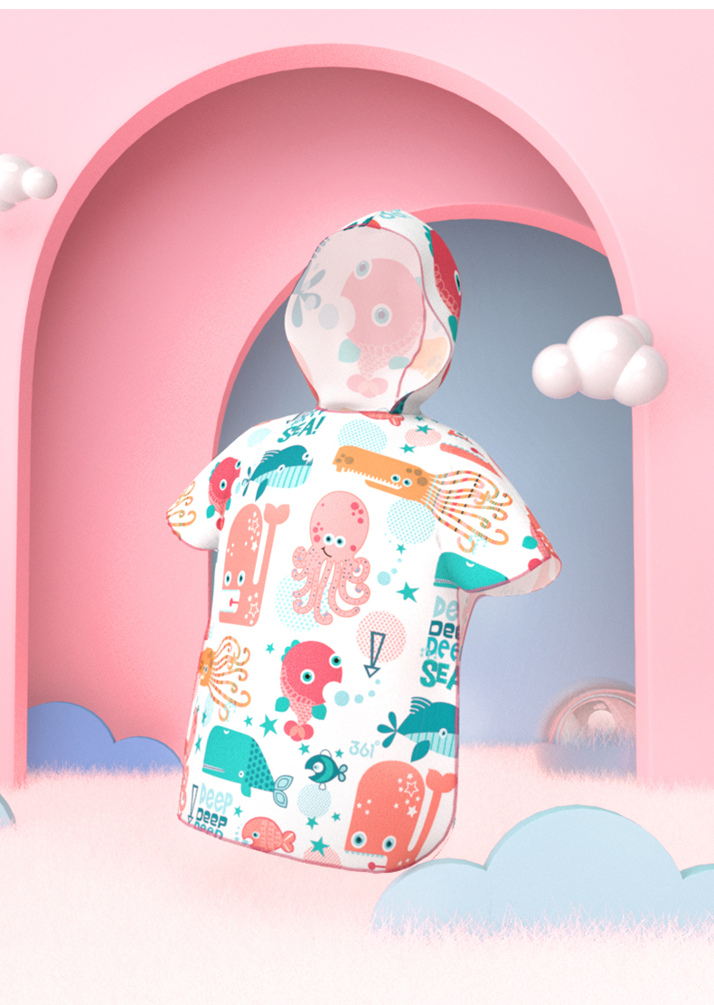 361° Kids Wearable Hooded Towel Absorbent Quick-Dry Bathrobe for Boys and Girls Swimming Beach Towel 7