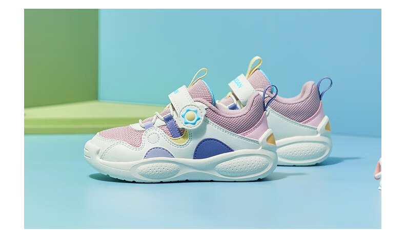 QIAODAN Girls' Sports Shoes for Children, Spring And Autumn Mesh Running Shoes for Toddlers, Steam Purple/light Purple, Size 23 22