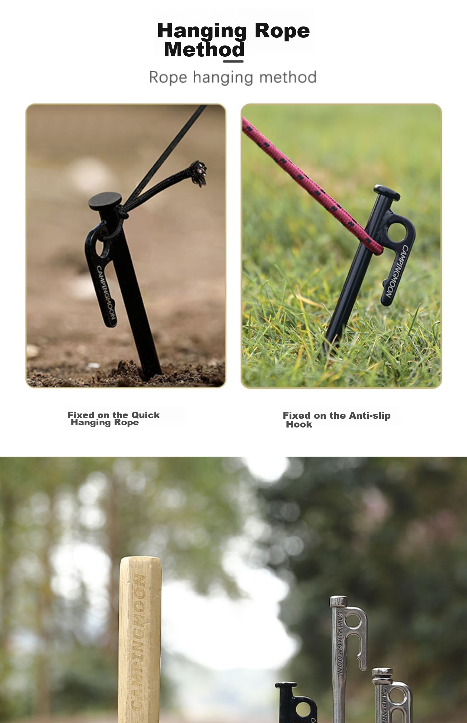 Campingmoon Tent Stakes for Tarpaulin Wind Protection And Sand Ground [T35] 35CM Carbon Steel Ground Stake Single Piece 5