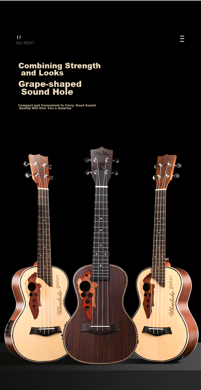 Minsine Spruce Single Board Ukulele, 23-Inch, Beginner's Entry-Level Practice Guitar for Children And Adults 3