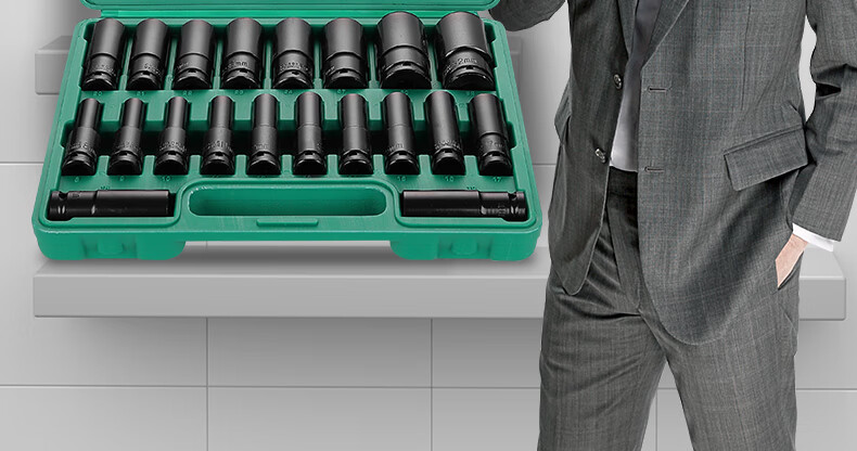 GREENER Electric Wrench Socket Set, Hexagonal Extended Impact Wrench Socket Heads, Household Use, 8-24mm Sockets, 10-Piece Set 2