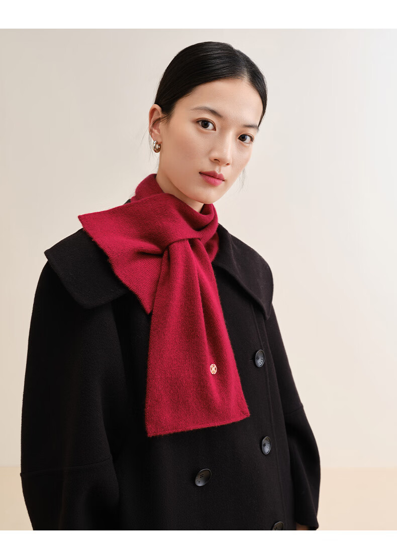 Wanshili WENSLI Cashmere Red Scarf, Women's Shawl, Warm, Gift for Girlfriend, Holiday Present, Gift Box Packaging, Song Yu 20