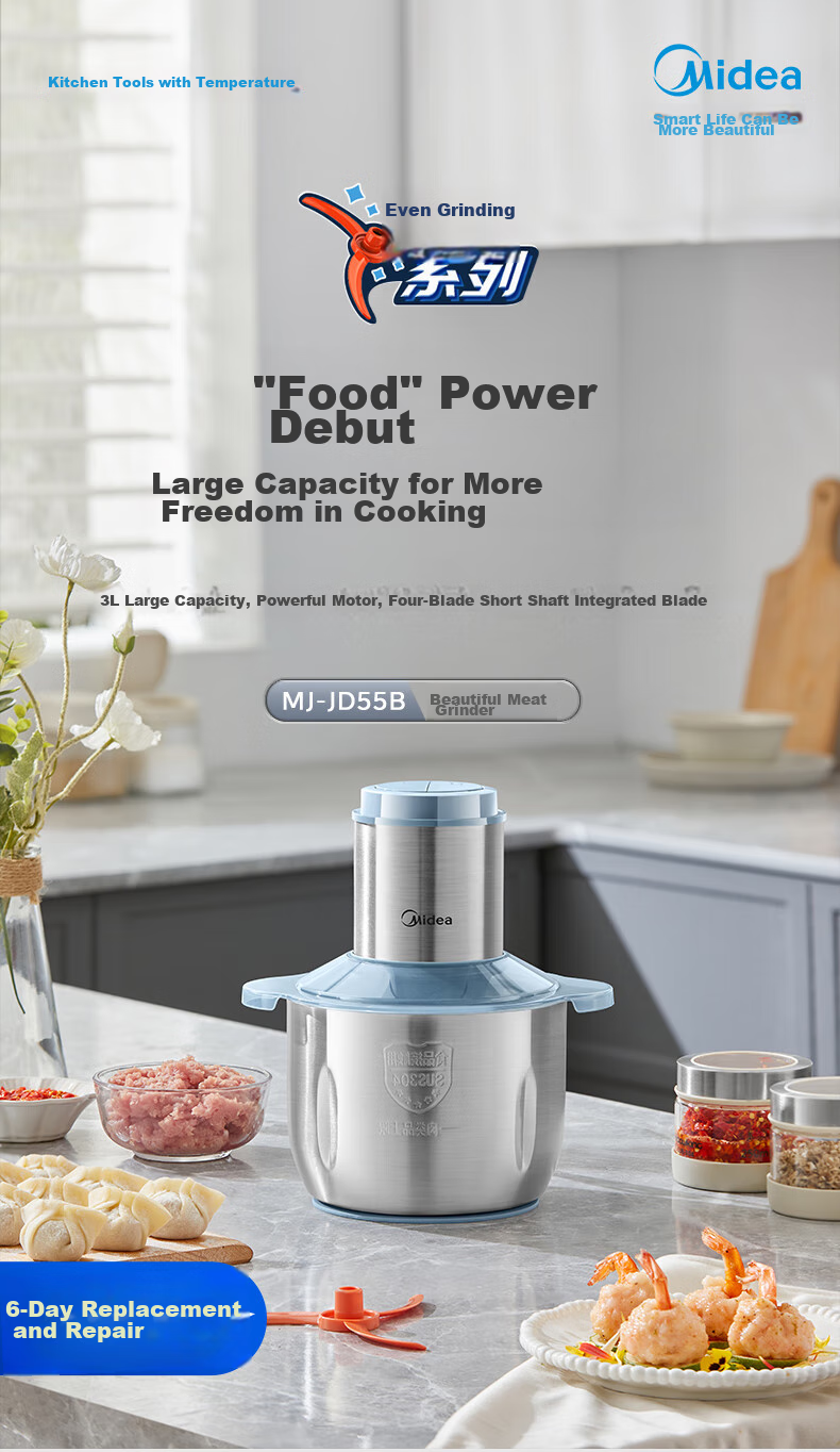 Midea Meat Grinder JD Self-Operated Home Use Large Capacity 5L High Power 1000W Pure Copper Motor Multifunction Commercial Electric Meat and Vegetable Grinder 90R03 5