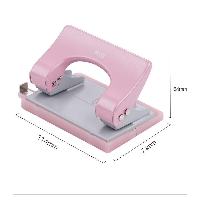 PLUS Hole Puncher Binder Ring Puncher Multi-Hole Manual Punch for Loose-Leaf Papers, Student And Office Use Metal Labor-Saving Binder PU-816AB Pink 6
