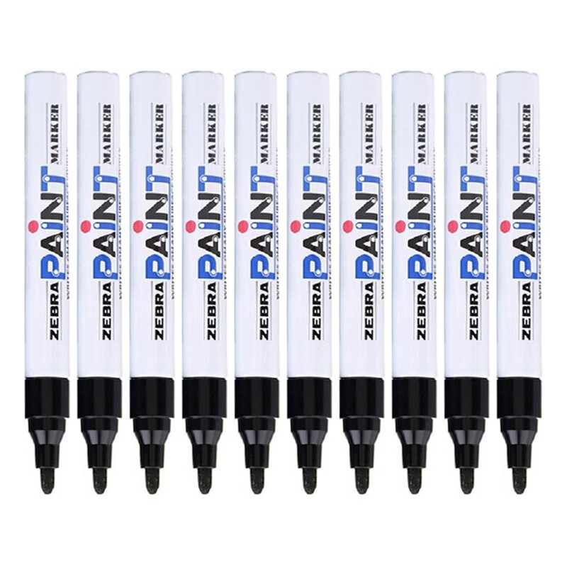 ZEBRA Paint Marker, Oil-Based Marker, Large Logistics Pen Signature Pen/marker, PAINT-MOP, Black, Pack of 10