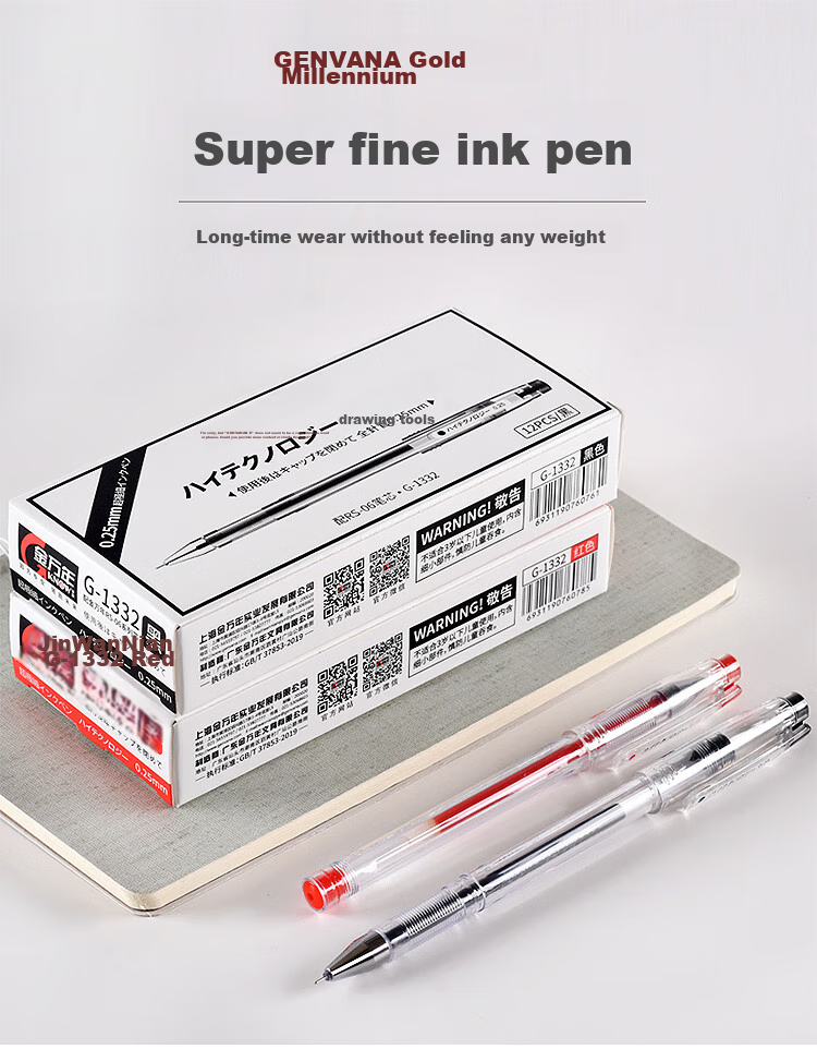 Genvana [12 Financial Pens] Stationery, 0.3mm Black Financial Gel Pen, Ultra-Thin Refill, Full Needle Tube, Water-Based Pen, Accounting Pen, Fine Tip Financial Bookkeeping Pen G-1333 1
