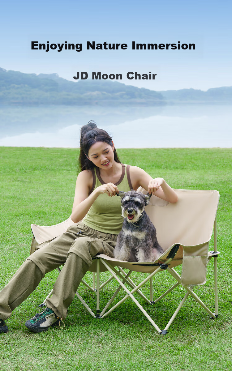 JD Original Outdoor Folding Chair, Portable Folding Moon Chair, Camping Chair, Folding Stool, Beach Chair, Fishing Chair, Extra Large Model 2