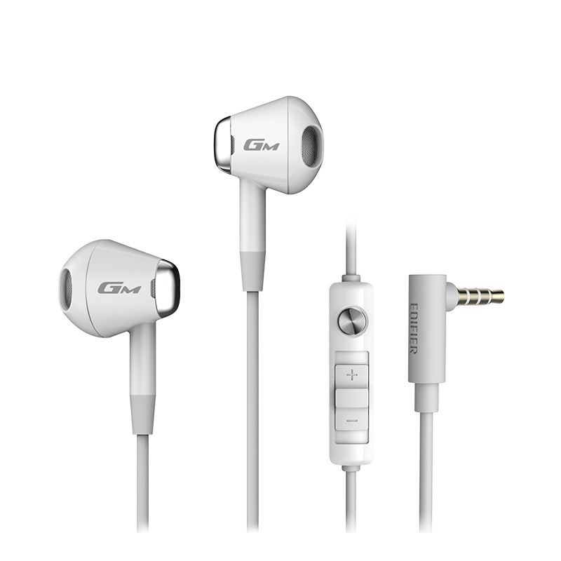 EDIFIER HECATE GM180 Flat Head In-Ear Stereo Phone Music Gaming Headphones with Microphone And In-Line Control, 3.5mm Wired In-Ear Gift, White