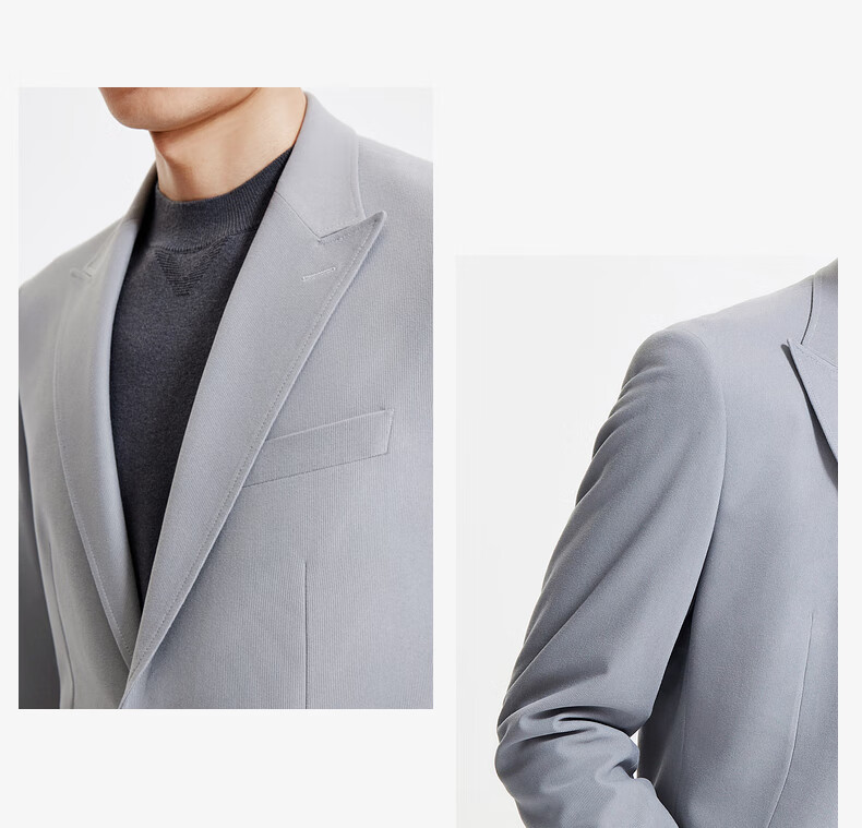 Goldlion [Lamp Core Velvet] 2024 Autumn And Winter Men's Suit, Notched Lapel, Subtle Texture, Slim Fit Business Jacket, Light Gray, Size 54A 13