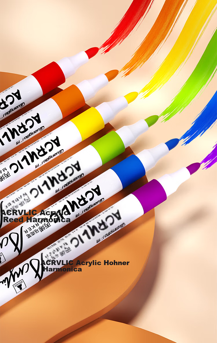 GuangBo Soft Tip Acrylic Markers, 12 Colors, Water-Based, Large Capacity, for Art Students, Drawing Markers, Quick-Drying, Graffiti, Guka Drawing Pens, H02275 Watercolor Pens, Art Educatio 10
