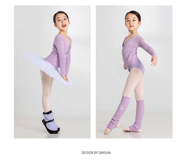 Sansha Children's Dance Sweater, Ribbed Knit Ballet Long-Sleeve Top, Pink, S-M 12