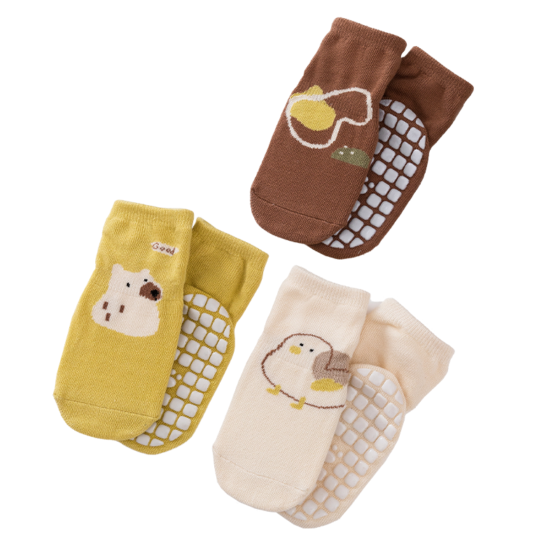 Tongyan Baby Socks, Infant Floor Socks, Spring And Summer Indoor Non-Slip Warm Toddler Socks for Boys And Girls, 3 Pairs Pack, 0-1 Year Old
