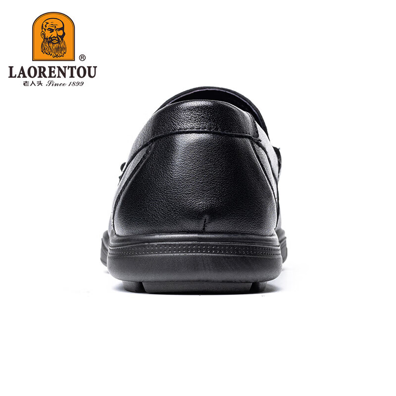 LAORENTOU Men's Leather Shoes Business Casual First Layer Cowhide Durable Driving Comfortable Dad Shoes LA13506 Black Size 43