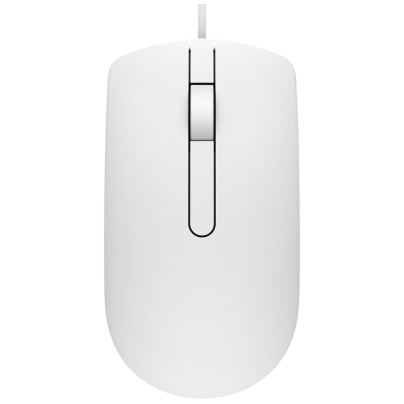DELL MS116 Wired Mouse, Office Mouse, Symmetrical Mouse, USB Interface, White