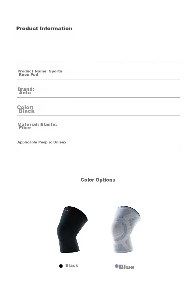 ANTA Sports Knee Pads, Summer Thin Basketball Running Knee Brace for Men And Women, Joint Protection Sports Equipment, Gray Blue XL Size 10