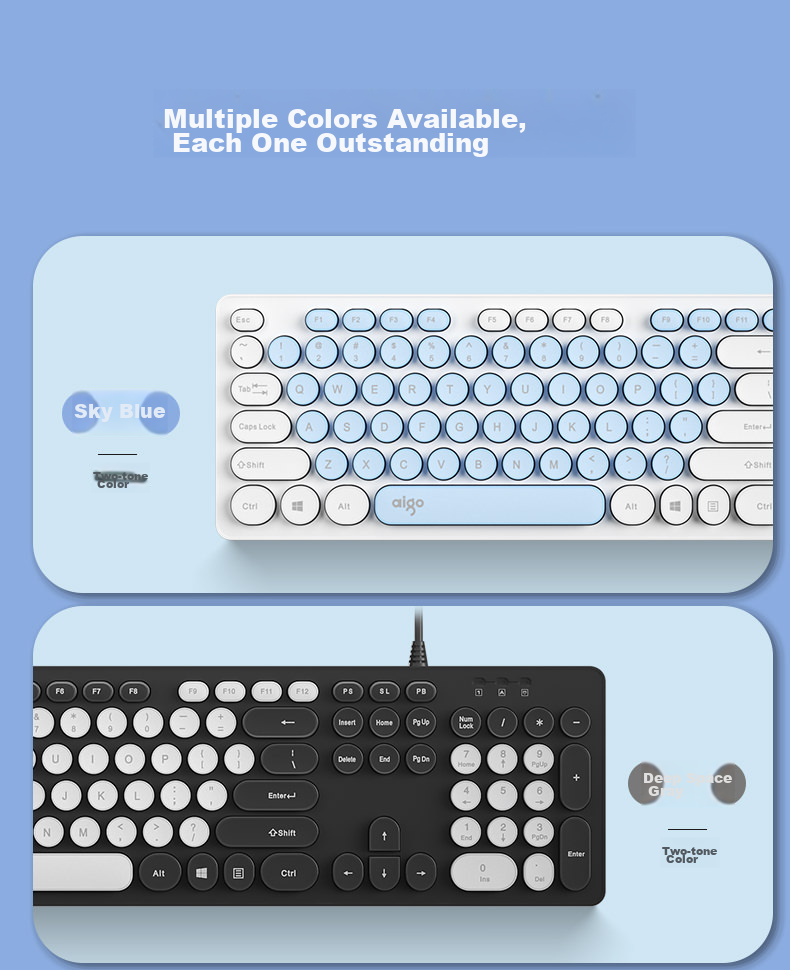 Aigo WQ1606 White, Keyboard And Mouse Combo Set, Wired Keyboard And Mouse Set, Plug And Play USB, Business Office, Compatible with Laptops And Desktops 8