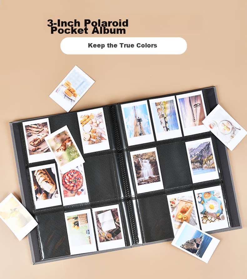 Nakabayashi, 3-Inch Fabric Insert Photo Album, White (86x54mm), [Instant Camera] 1