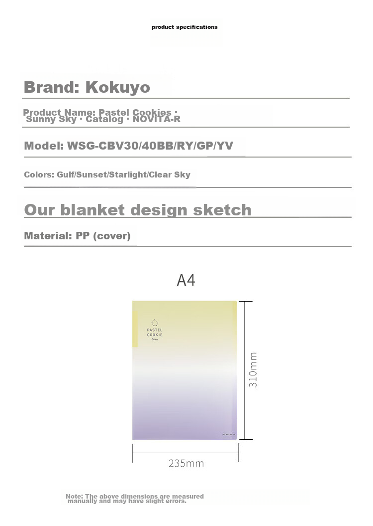 KOKUYO A4 File Folder, Pastel Cookie Sky Clear Student Document Organizer, Sunset Red Orange 30 Pockets Inner Pages, 1 Piece, WSG-CBV30RY 3