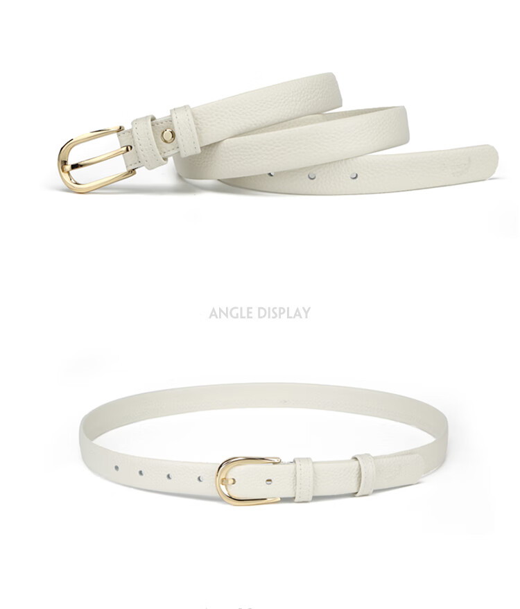 CROCODILE Belt, Fashionable Top-Layer Cowhide Soft Women's Simple Pin Buckle Belt, Birthday Gift, 11430 White, Gift for Girlfriend 7