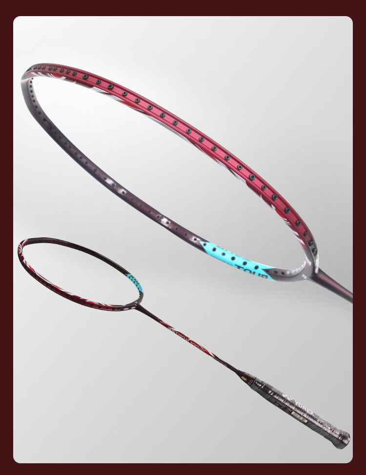 YONEX Badminton Racket, Full Carbon Fiber, Offensive Single Racket, Astrox AX100TOUR Red 4U5 Unstrung Racket with Grip Tape 6