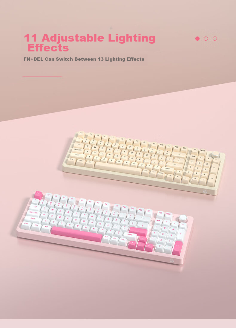 HP K10G-98 Custom Mechanical Keyboard, E-Sports Gaming Bluetooth Wireless Tri-Mode Keyboard, 98-Key Layout with Knob, Full Hot-Swappable Keys 11
