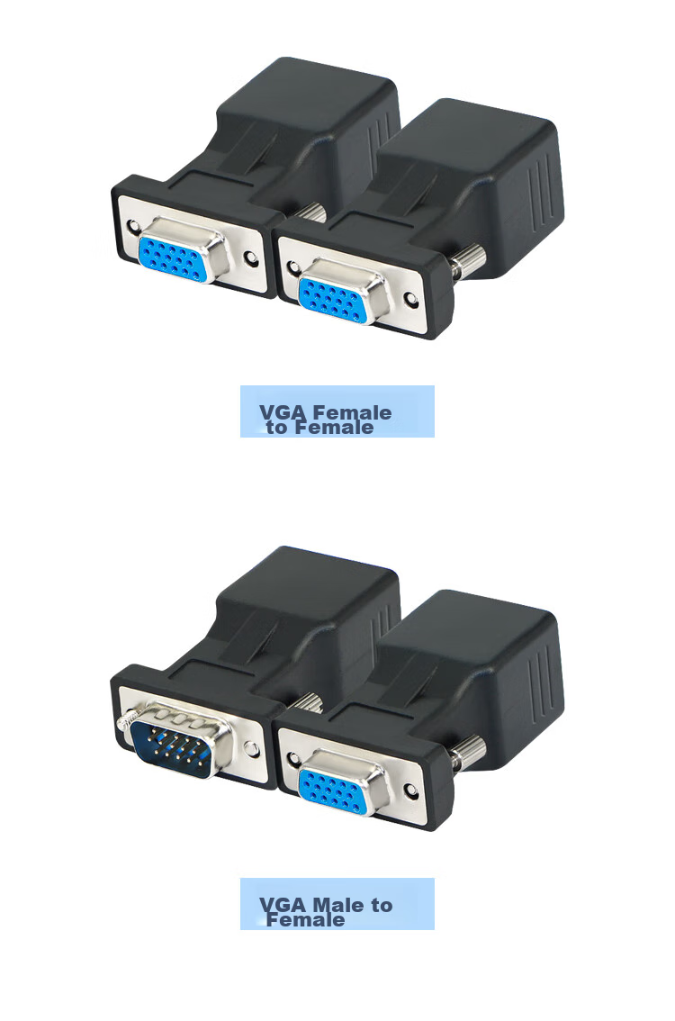 HAILE VGA Male to Network Port RJ45 Adapter, Ethernet Cable to VGA Converter, Monitor to Network Cable Connector, VGA Extender up to 20 Meters, One Pack, HZ-VGA 10