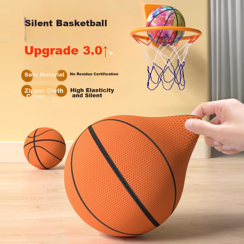 Babamama Silent Basketball Leather Ball Children's Toy for Ages 3-6 Indoor Bounce Ball Size 7 Sports Equipment Gift for Boys