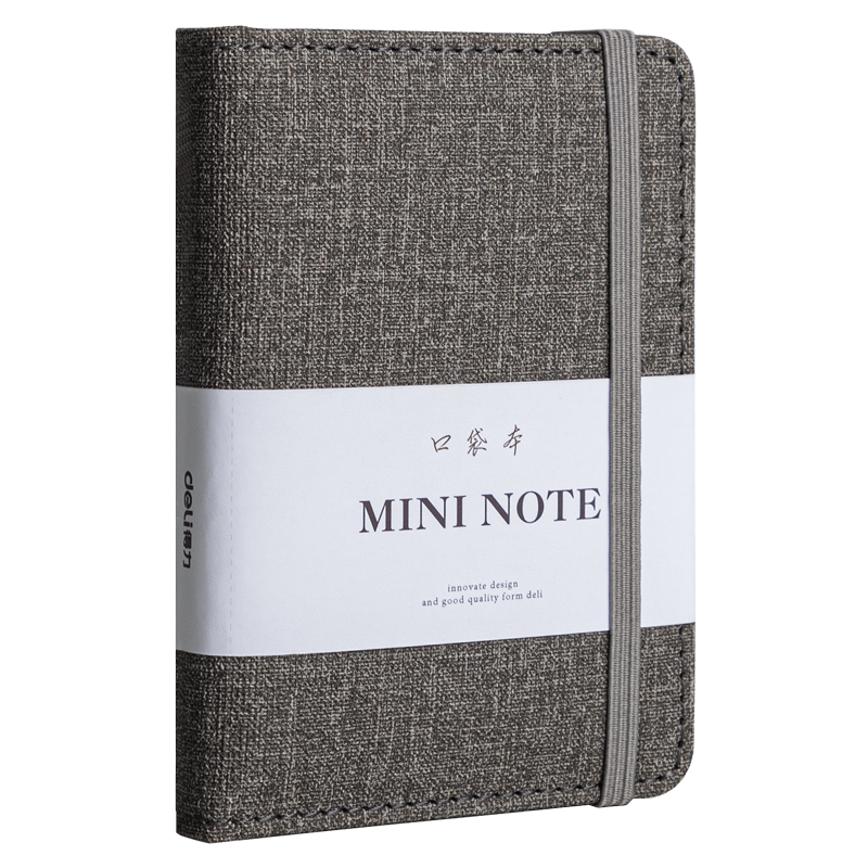 Deli A7/96 Sheets Portable Notebook Creative Pocket Mini Student Small Notebook Diary Vocabulary Journal Gray 22235