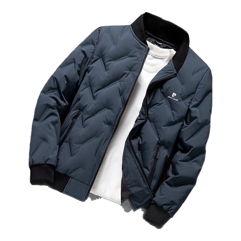 Pierre Cardin Men's Winter Down Jacket Warm Casual Business Simple Cold-Resistant Coat Haze Blue L