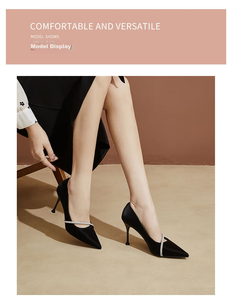 DAPHNE Ultra High Heels for Women, Pointed Toe, Shallow Mouth, Stiletto, Fashionable Elegant Heightening Shoes, Party Shoes, Black, Size 34 6