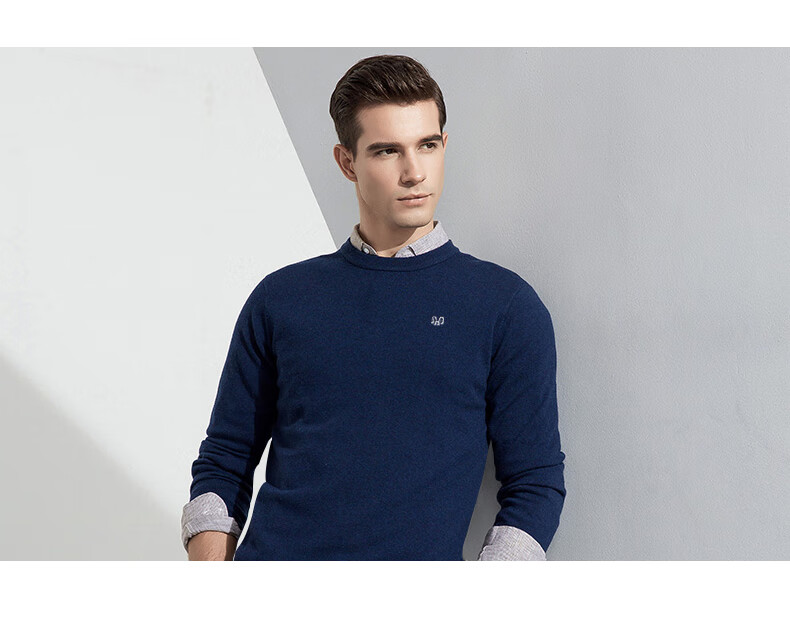 Hengyuanxiang 100% Wool Sweater, Autumn And Winter Round Neck Knit Pullover, Thin Men's Sweater, Medium Gray, L(175) 12
