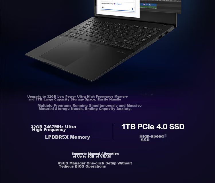 ASUS Wufei Pro15 Core Edition, Subsidy 15%, Ultra7 2.8K OLED High-Performance AI Ultra-Thin Laptop (32GB 1TB) 6