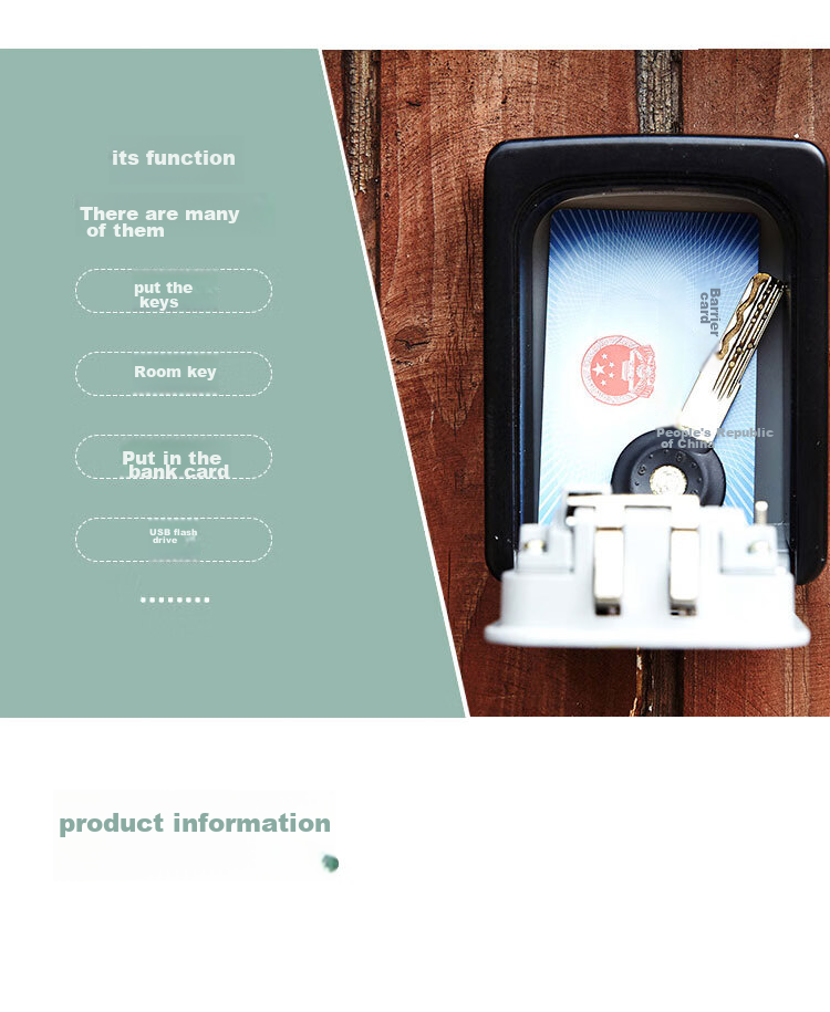 Biaokang Metal Password Key Box, Renovation Peephole Key Management Box, Anti-Theft Key Safe, Outdoor Wall-Mounted Anti-Smashing Key Box 4