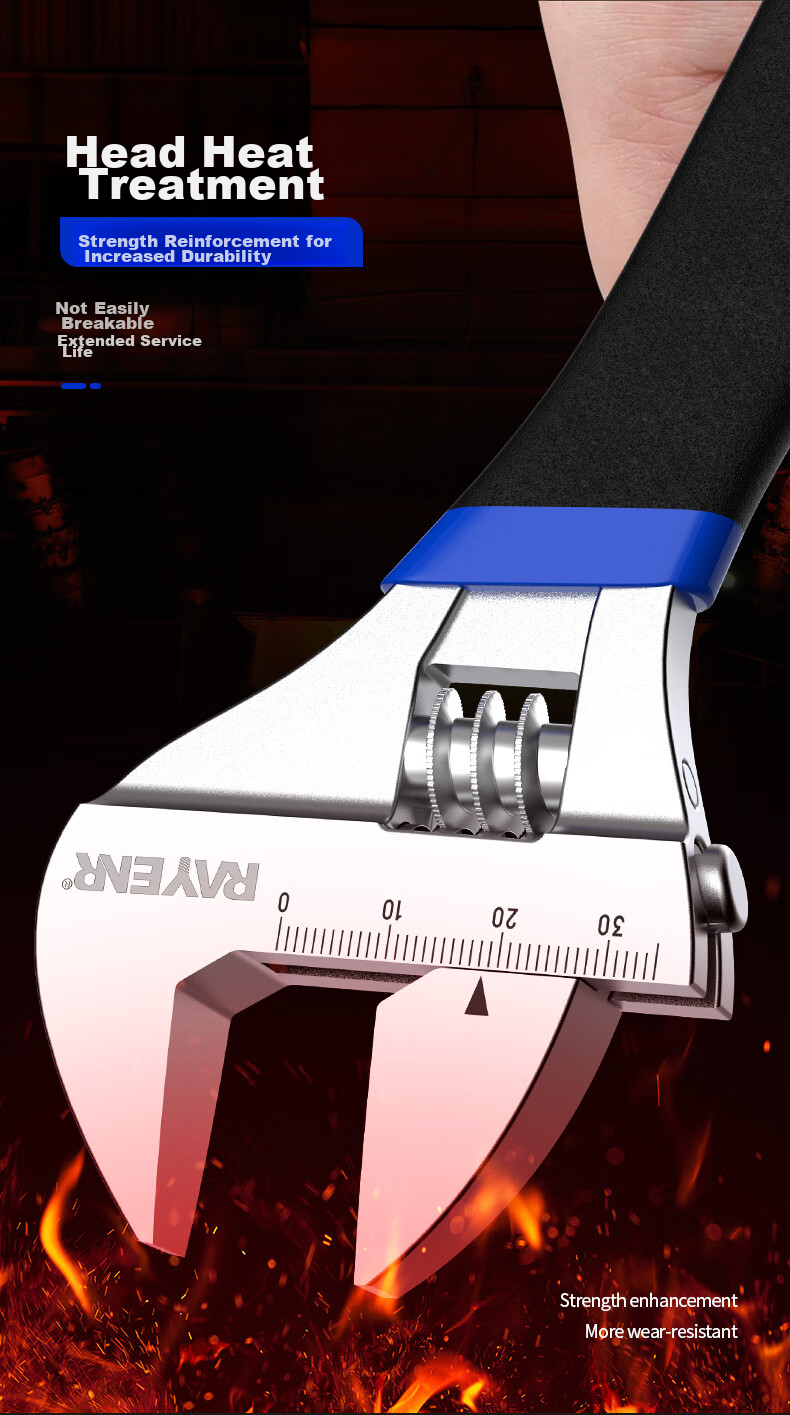 Ruineng Plastic-Coated Adjustable Wrench, Universal Wide-Mouth Wrench, Industrial-Grade Multifunctional 12-Inch Dual-Purpose Adjustable Spanner 5