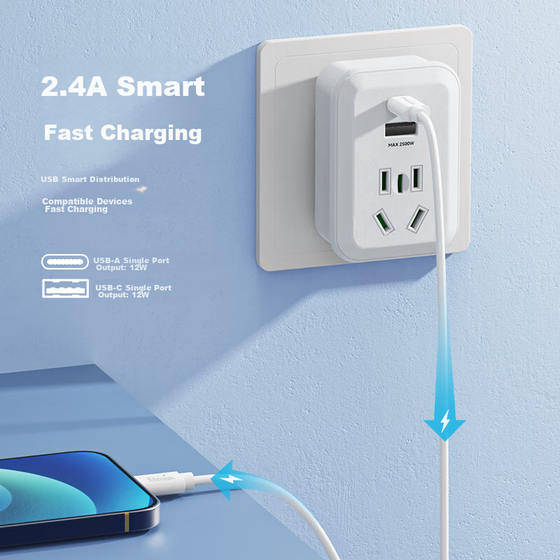 Универсальный переходник Etman с USB/Type-C, британская вилка, конвертер для путешествий