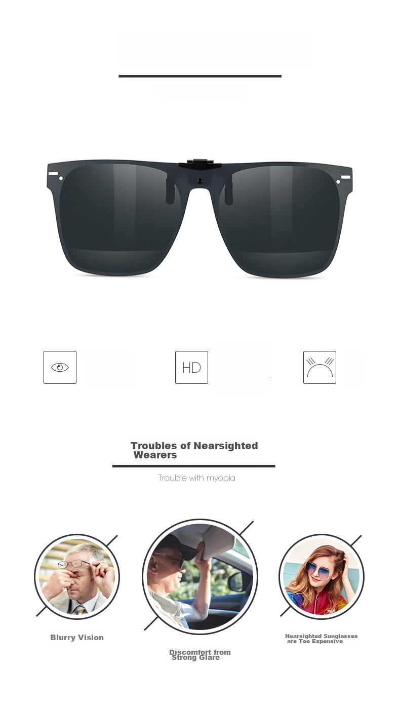 HELEN KELLER Eyeglass Clip, Fashionable Polarized Clip for Men And Women, Specialized Driving Sunglasses Clip HP828C2 2