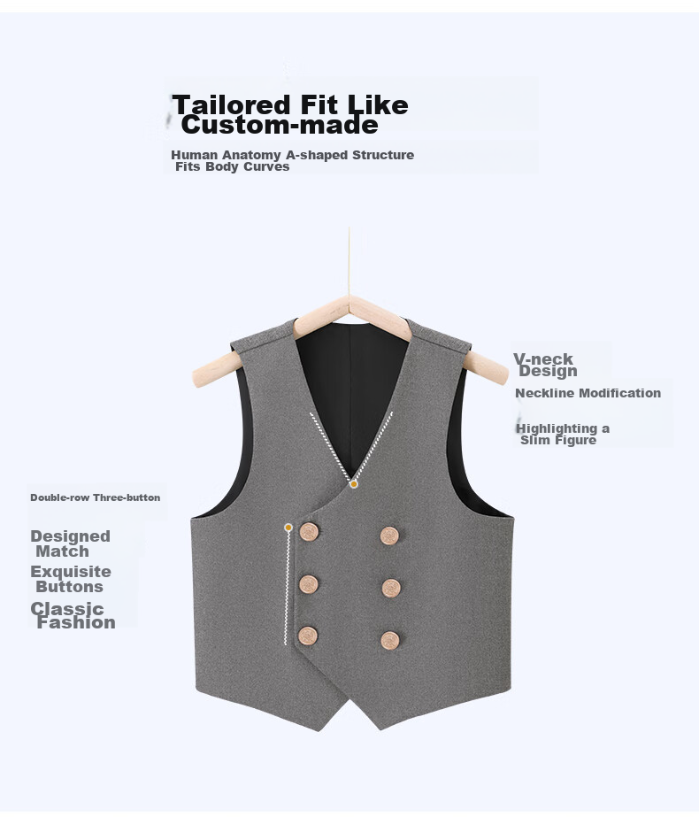 Yinuofang Children's Suit Vest Set Boys' Performance Outfit Gray Formal Wear High-End Gray: Vest Set 170CM 9