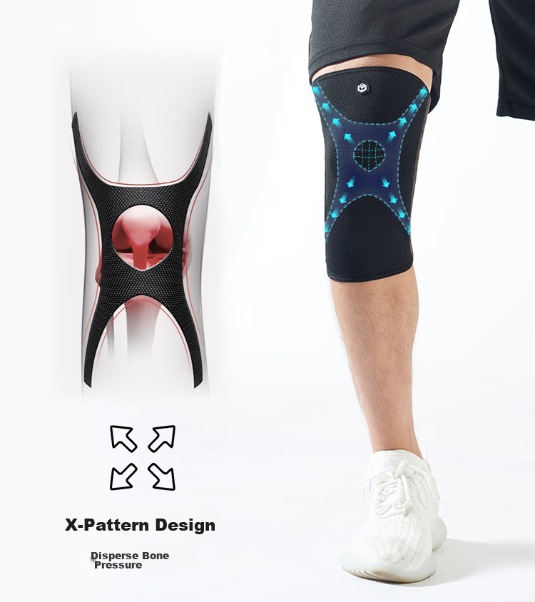 JD Original X100 Knee Brace, Professional Sports Support, Warmth, for Running, Basketball, Badminton, Hiking, Meniscus Protection, Specialized, Black M 10