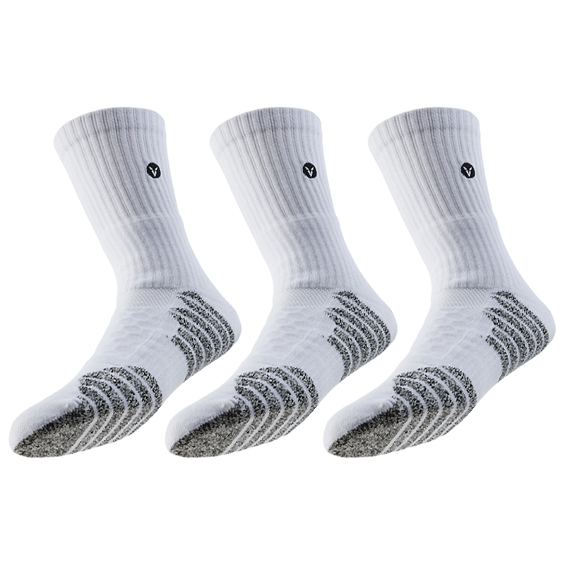 VEIDOORN Basketball Socks Men's Sports Socks Summer Off-String Black White Pink 3-Pack