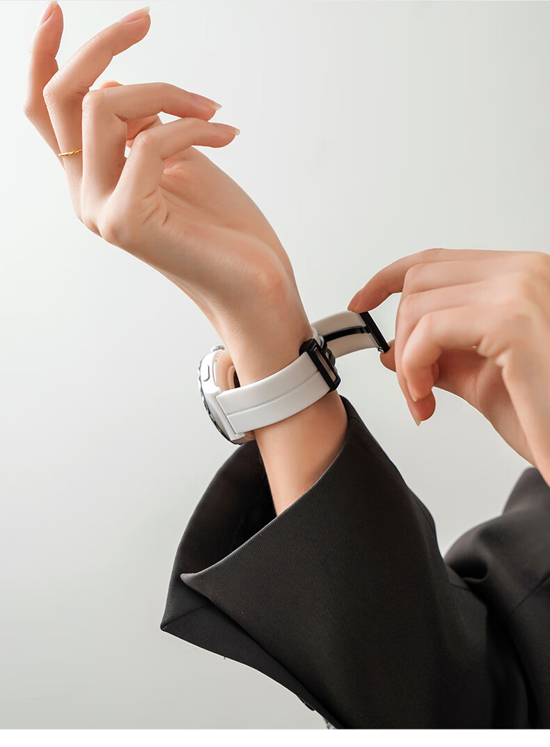 Watchbond Xiaomi Band Strap Compatible with Xiaomi Band 89 NFC Version, Liquid Silicone, Black, Magnetic Buckle, Silicone Band 11